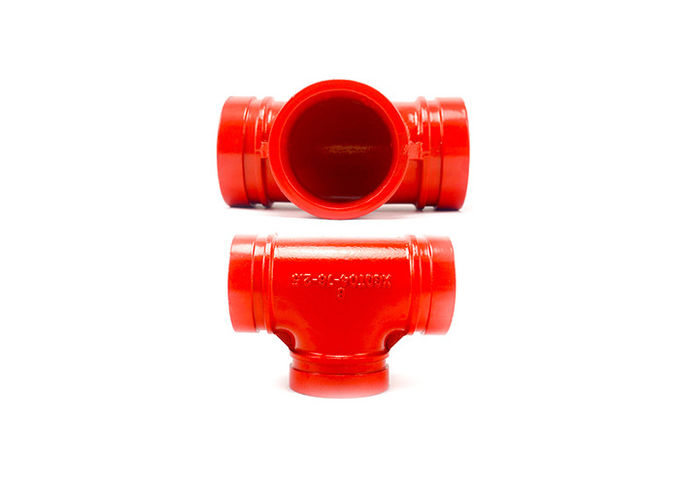 Red Epoxy Ductile Iron Grooved Pipe Fittings Grooved Mechanical Tee 1" - 24" 0