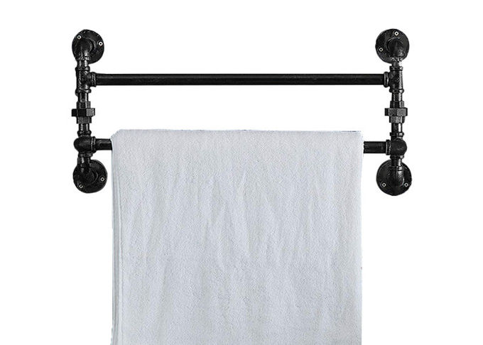 Wall Mounted 22 Inch Industrial Pipe Coat Rack Malleable Iron Pipe Towel Bar 2