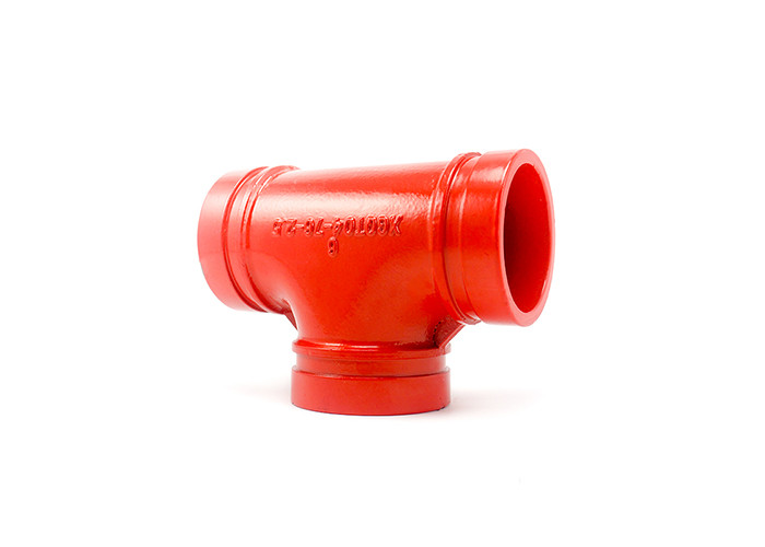 Red Epoxy Ductile Iron Grooved Pipe Fittings Grooved Mechanical Tee 1&quot; - 24&quot;