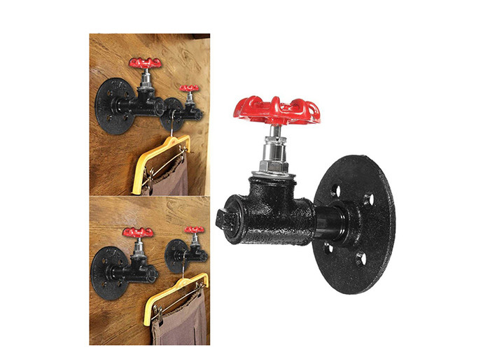 Threaded Malleable Iron Tee Red Spigot Handle Style Hooks For Wall Mounted Coat Rack
